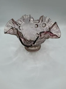 Fenton Glass Amethyst Pink Cabbage Rose Fairy Light Lamp Shade Only Vintage - Picture 1 of 7