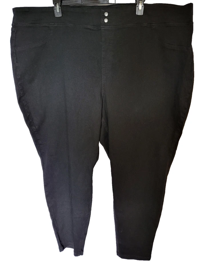 Terra & Sky Womens Plus Size Jegging Black Cotton Blend Stretch 5x 32-34w