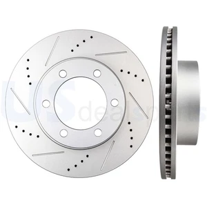 Rotores de freno de disco delanteros perforados y ranurados aptos para Toyota Sequoia Tundra 2000-2006 - Imagen 1 de 9
