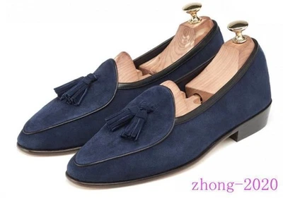 Mocassins casuais masculinos britânicos de camurça biqueira redonda borla roupas de trabalho formais ao ar livre - Imagem 1 de 4