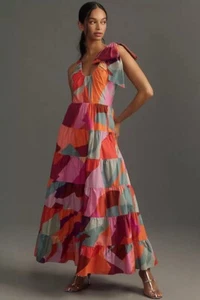 Anthropologie Hutch Alessa Shoulder-Tie Scoop-Neck Maxi Dress Size XS - Picture 1 of 7