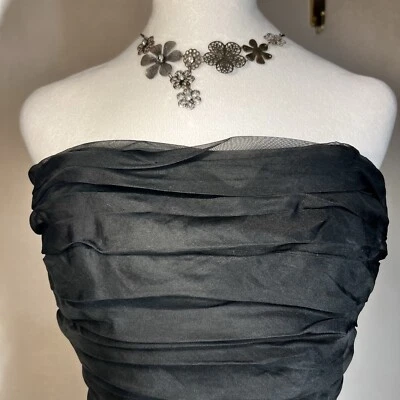 Винтажный Y2k Tadashi Shoji шелк ярусный шелк Midi выпускного вечера Midi прихоти платье 0-2 - Изображение 1 из 4