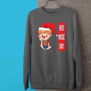 Red Nose Day Sweatshirt Cartoon Boys Girls Kids Funny Event Charity Gifts Top - Picture 1 of 24