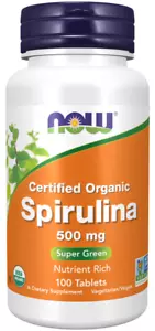 NOW Foods Spirulina Organic - 500 mg - 100 Tablets | Powerful Antioxidant - Picture 1 of 6
