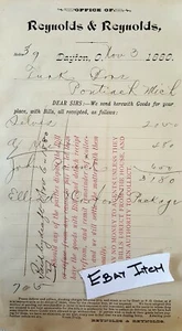 1880 DAYTON OHIO REYNOLDS & REYNOLDS EMPRESA DE IMPRESIÓN DE CABEZAS DE FACTURA - Imagen 1 de 1