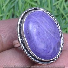 Handmade Ring Size 7.5 R 13349 Charoite Ring 925 Sterling Silver Plated