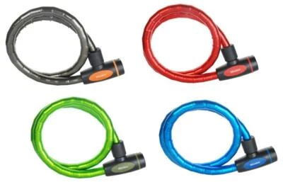 1m x 18mm Armoured Cable Keyed Bike Lock, Assorted Colours - 8228EURDPRO - Image 1 of 2