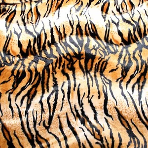 VELBOA FAUX FUR GOLD TIGER ANIMAL PRINT FABRIC SEWING POLY BY THE YARD - Picture 1 of 4