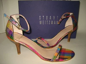 $398 NUEVAS Sandalias BX Stuart Weitzman Plato Desnudo Seda EE. UU. 7.5 Zapatos Altos 3" - Imagen 1 de 7