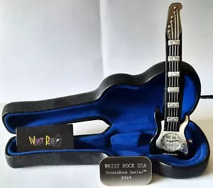 Brand New WRISTROCK Black Guitar Watch w/ Silver Trim in Hard Shell Guitar Case - Picture 1 of 5