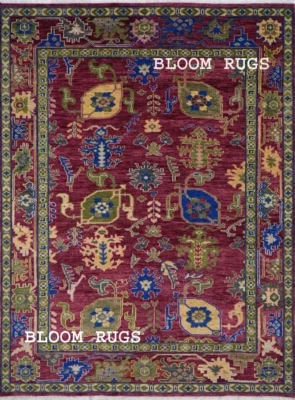 Handmade 9x12 ft Deep Purple Oushak Antique Look Rug | Customizable Carpet - Image 1 of 4