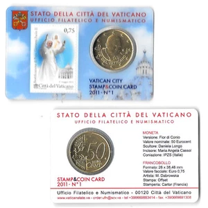 50 EURO CENT 2011 VATICAN CITY STAMP & COIN CARD No1, John Paul II. BB8 - Picture 1 of 3