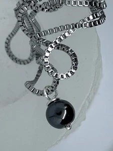 Hämatit Perlen Halskette Edelstahl Box Kette 20" Geschenk für Männer Schutz - Bild 1 von 6