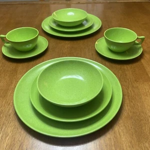 Juego de 10 Piezas Vintage Brancell Melmac Color Verde Flyte Cuencos Platos Melamina MCM - Imagen 1 de 11