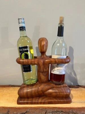 Hand Carved, Wooden, Woman, Wine/Liquor Holder - Image 1 of 4