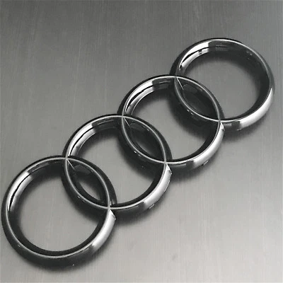 奥迪钢琴光泽黑色前格栅戒指徽章标志徽章装饰改装 — 第 1/2 张图片