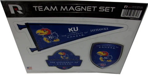 Kansas Jayhawks 3-piece Team Magnet Set. Very Nice! Great Graphics. #950 Cover