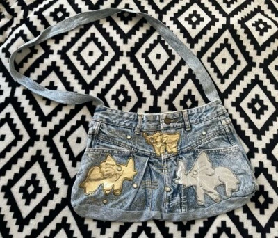 Guess Blue Jeans Makeover Shoulder Cross Bag Unusual Elephant Design Medium Size - Image 1 of 4