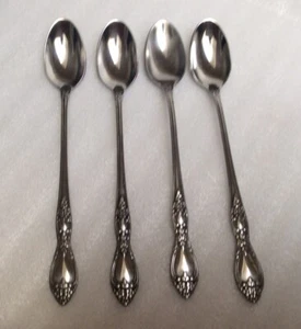 Wm A Rogers Oneida Stainless Huntington 4 Iced Tea Spoons 7 5/8” - Picture 1 of 3