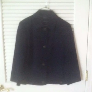 Anne Klein Navy Blue Eisenhower Button Front Stretch Blazer/Jacket Size 2  - Picture 1 of 4