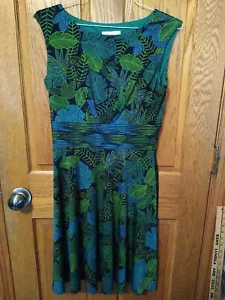 London Times Navy Green Sleeveless Dress Size 10 EUC - Picture 1 of 6