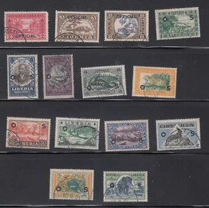 Liberia # O113-26 Complete Set of 1921 Fauna Elephant Bird Antelope Leopard - Picture 1 of 1