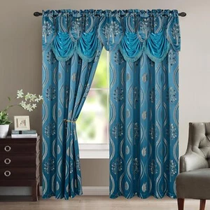 Elegant Comfort Curtain Panel Set 54 X 84 inch Navy Blue Set of 2 - Picture 1 of 7