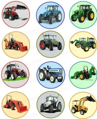 Traktor eßbar Tortenbild Party Deko Muffin Aufleger Geburtstag Bauernhof Trecker - Bild 1 von 4