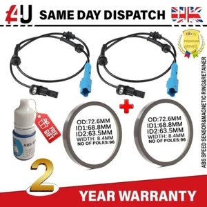 FITS CITROEN C2 C3 1.1 1.4 1.6 ABS SPEED SENSOR & ABS PICK UP RING REAR X2 - Picture 1 of 7