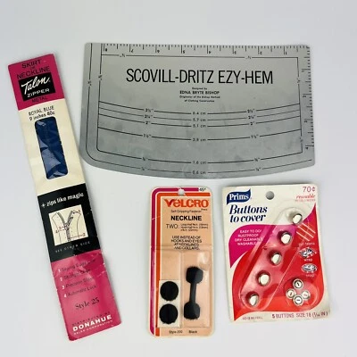 VINTAGE SCOVILL-DRITZ EZY-HEM GAUGE Lot With Other Vintage Sewing Supplies - Image 1 of 4