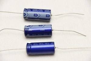 2X Nichicon 1000uf 35V Aluminum Electrolytic Cap 85C ufd Axial Lead -Free Ship - Picture 1 of 2