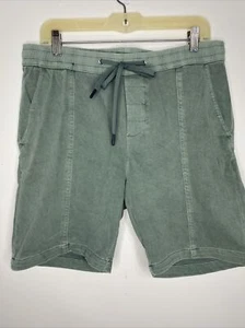 Zara Mens Casual Shorts Green Flat Front Drawstring Pockets Cotton Sz M - Picture 1 of 7