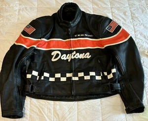 Vintage~Very Nice~Teknic~Daytona Padded Leather Motorcycle Racing Jacket~ Large - Bild 1 von 24