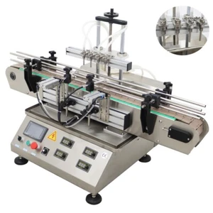 Desktop Filler Magnetic Pump Filling Machine 5-1000ml 4 Nozzles w/ Conveyor 110V - Picture 1 of 24