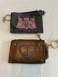 Pair Of Juicy Couture Wristlet Wallet Purses. Brown Leather & Gray Suede - Picture 1 of 9