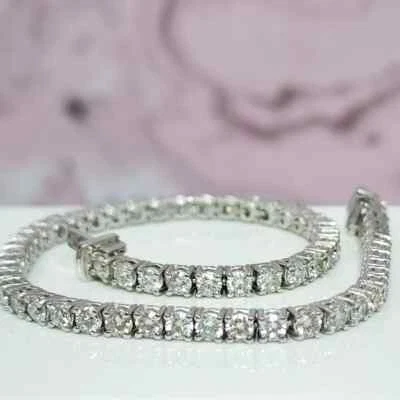 GIA Verify Round Cut IJ-SI Natural Diamond Tennis Bracelet 14K White Gold - Image 1 of 4