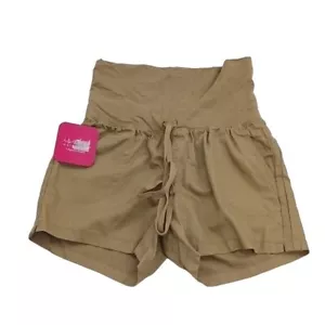Isabel Maternity Shorts Twill Pull On Khaki Stretch Drawstring Womens Size S - Picture 1 of 5