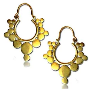 PAAR TRIBAL 1" 1/2 ZOLL SONNENPUNKTE MESSINGSTECKER OHRRINGE MESSGERÄTE CREOLEN AUFHÄNGER  - Bild 1 von 1