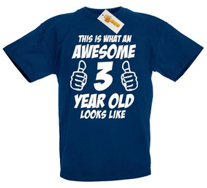 This Is Awesome 3 Year Old, 3rd Birthday Gift Ideas T-Shirt For 3 Year Old Boys - Picture 1 of 4