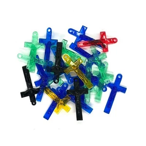 20 x Mixed Colour Cross Charms Favour Christening Baby Shower Dummy Clips - Picture 1 of 1