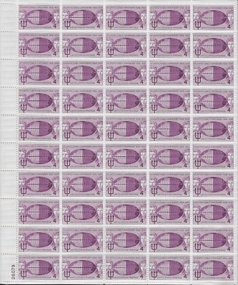 US Scott 1112, Atlantic Cable 100 Years, 1958, Full Mint Sheet of 50, F/VF - Image 1 of 2