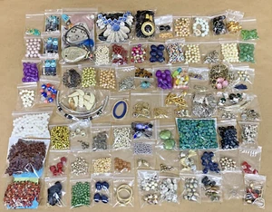 Vintage 4 LBS Lot Jewelry Making Arts Crafts Focals Gemstones Beads Findings - Picture 1 of 24