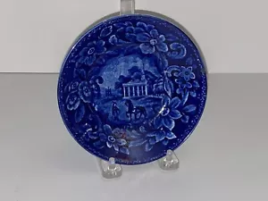 LB3 historischer Staffordshire blauer Untertassenmount Vernon Sitz von Washington 1825 - Bild 1 von 7
