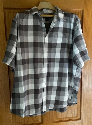Mens button up shirt XXL Claiborne gray plaid - Image 1 of 4