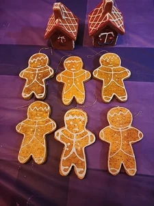 Vintage Sears 60er Lebkuchen verziert Styropor Japan 6 Männer und 2 Häuser - Bild 1 von 10