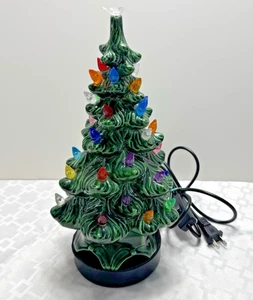 Vintage 12" Atlantic Form Keramik Weihnachtsbaum 1973 Feiertag Dekor beleuchteter Sockel - Bild 1 von 22