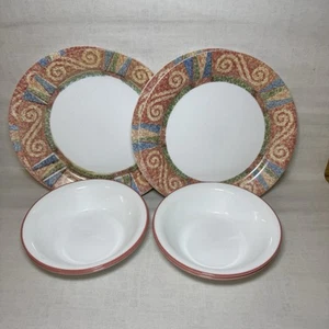 Platos y cuencos de cena Corelle Sand Art 8 piezas patrón descontinuado vintage - Imagen 1 de 7