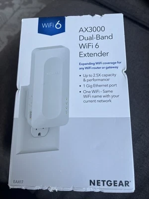 NETGEAR AX3000 DUAL-BAND WIFI 6 EXTENDER EAX17 NEW SEALED BOX FREE SHIPPING - Image 1 of 4