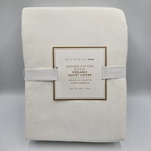 Pottery Barn Teen gewaschene Baumwolle Rüschen Bio Bettbezug Weiß Twin Neu - Bild 1 von 6