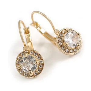 Golden Halo Drop Earrings with Leverback Closure - 25mm Total Drop - Picture 1 of 6